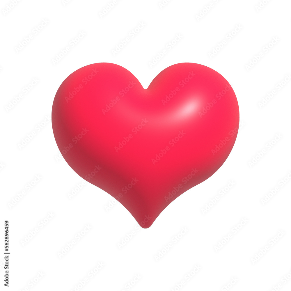Pink heart shape icon, Like or Love symbol for Valentine's day, 3D render illustration