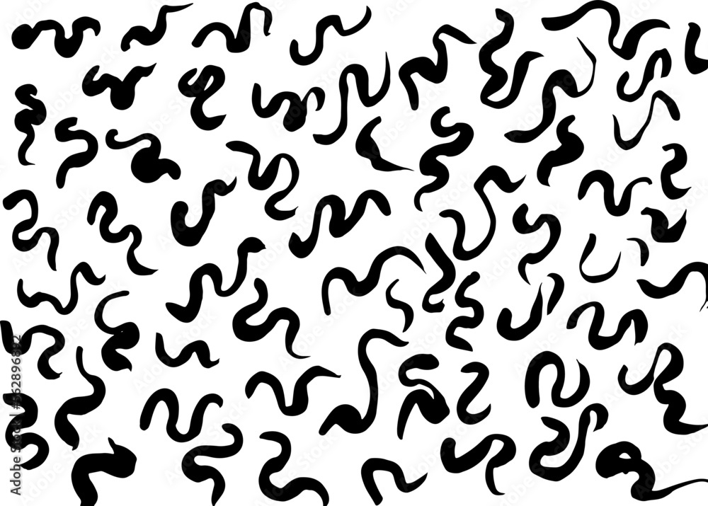Grunge Ink Curle Wave Brush Strokes Illustration.