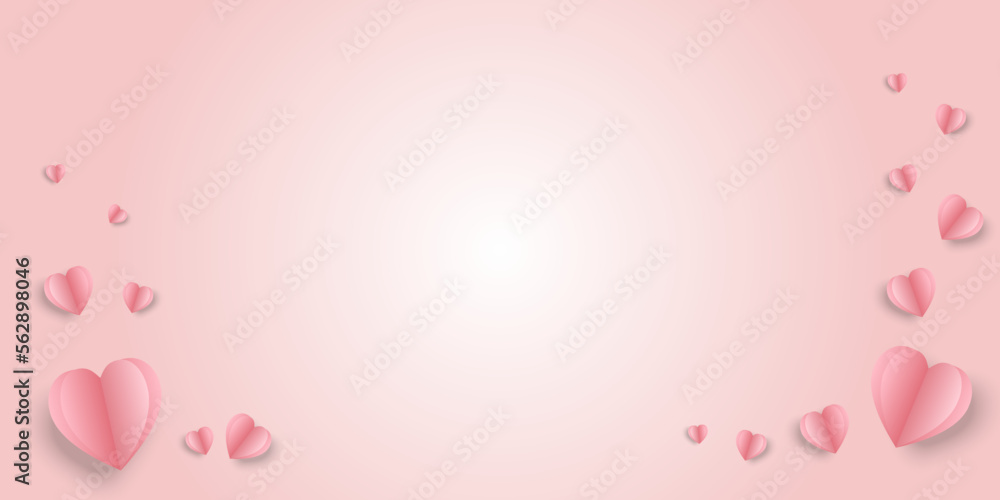 Valentine's day background with pink heart paper.