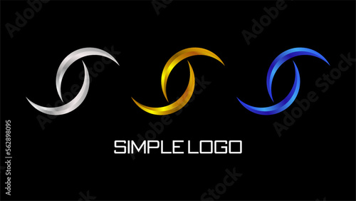 Simple Luxury Logo Icon Symbol in three colors gold, gray, blue vector design
