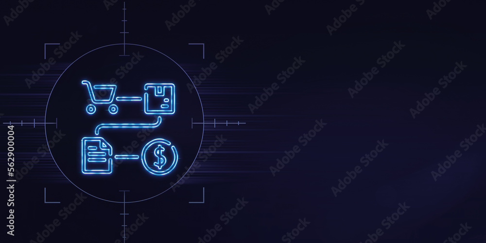 3D Streamline processes icon neon sign 3D Streamline processes icon neon sign