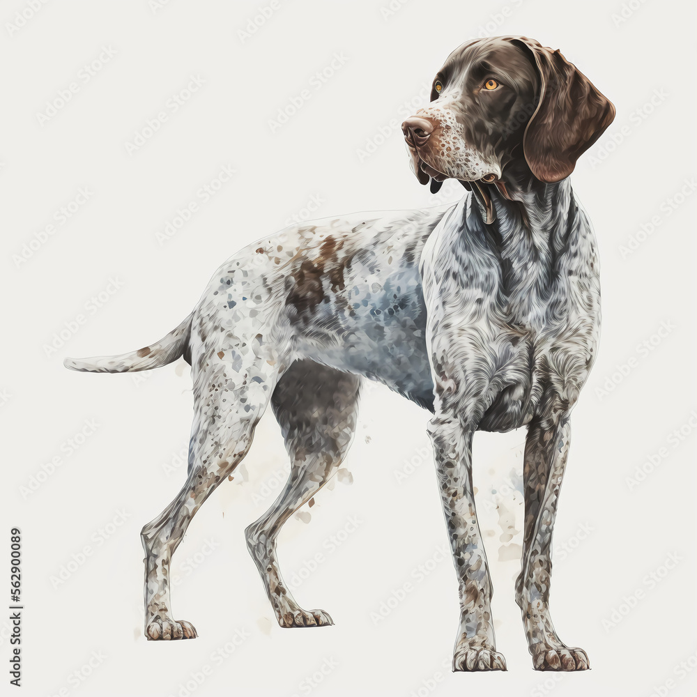 “Generative AI” German shorthaired digital illustration.