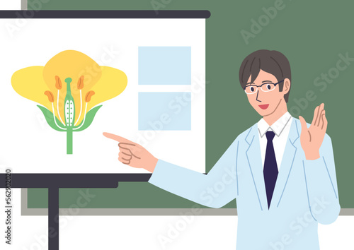 授業をする男性の先生のイラスト　理科の授業
