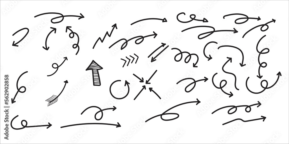 vector hand drawn arrow set