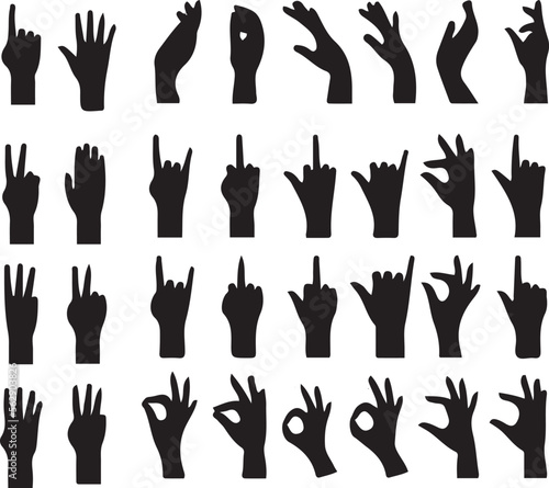 set of silhouettes of  human fingers, Collection of hands for decorative backgrounds