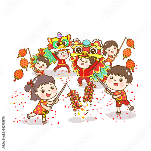 cartoon family for chinese new year.