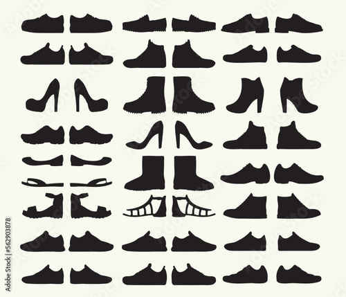 set of shoes, Collection of shoes , Different types of shoes, set of elements