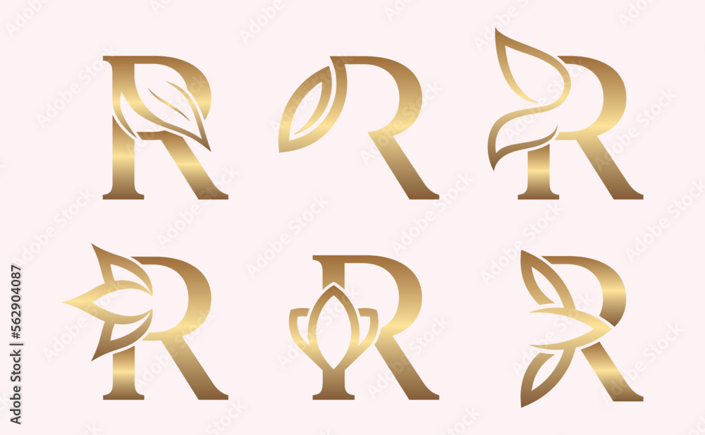 monogram set of letter R brand beauty logo monogram set of letter R brand beauty logo