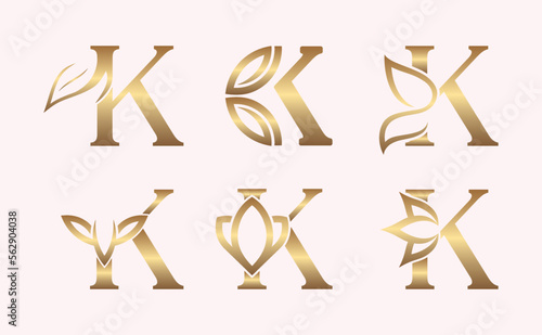monogram set of letter K brand beauty logo