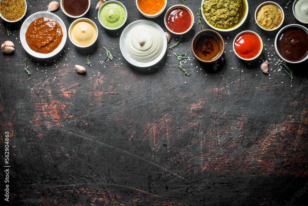 Variations of delicious sauces. Variations of delicious sauces.