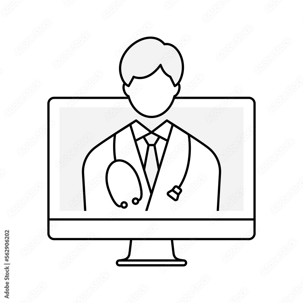 Telemedicine and online healthcare concept. Young male doctor wearing white coat and stethoscope. Telemedicine and online healthcare concept. Young male doctor wearing white coat and stethoscope.