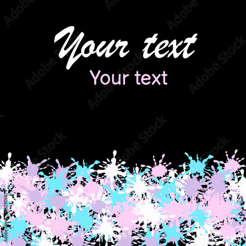 rectangular banner with a bright design of colored blots