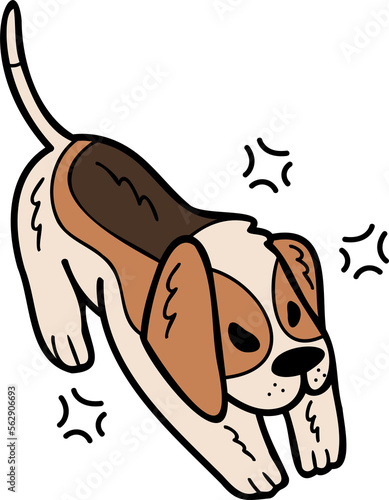 Hand Drawn angry Beagle Dog illustration in doodle style