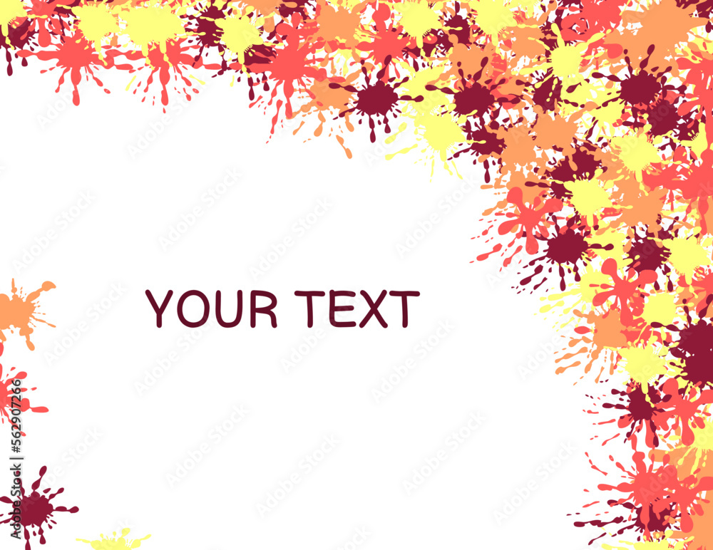 rectangular banner with a bright design of colored blots