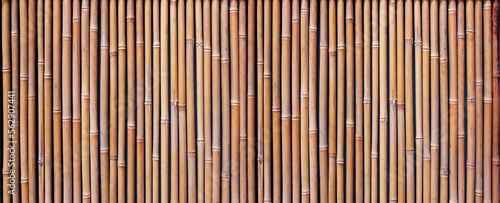 old bamboo wood of fence wall background