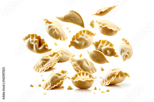 Pierogi, dumplings isolated, white background photo
