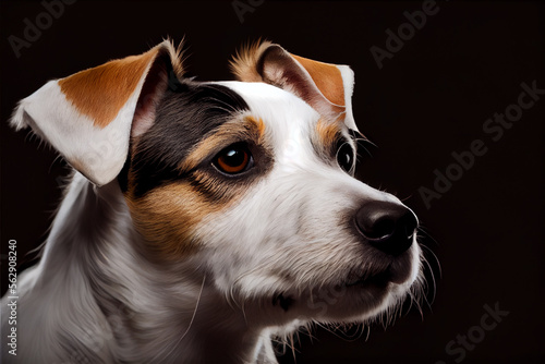 Portrait of a jack russel terrier dog on a black background. generative ai