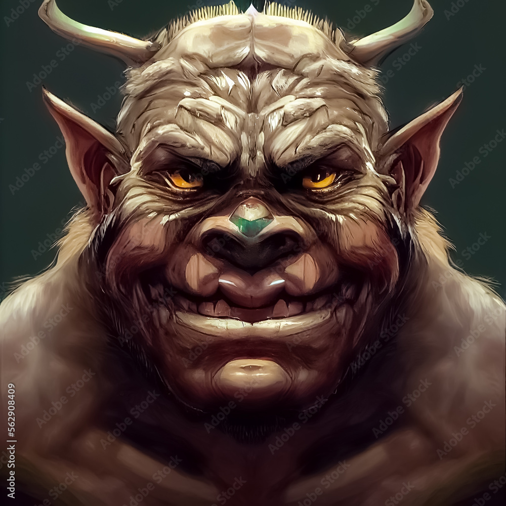Orc warrior, orc king, orc lord. Generative AI Art. Stock Illustration
