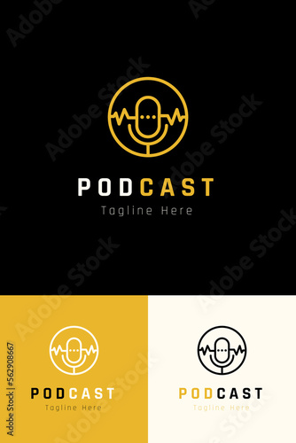 Set of podcast microphone logo vector design template with different color style