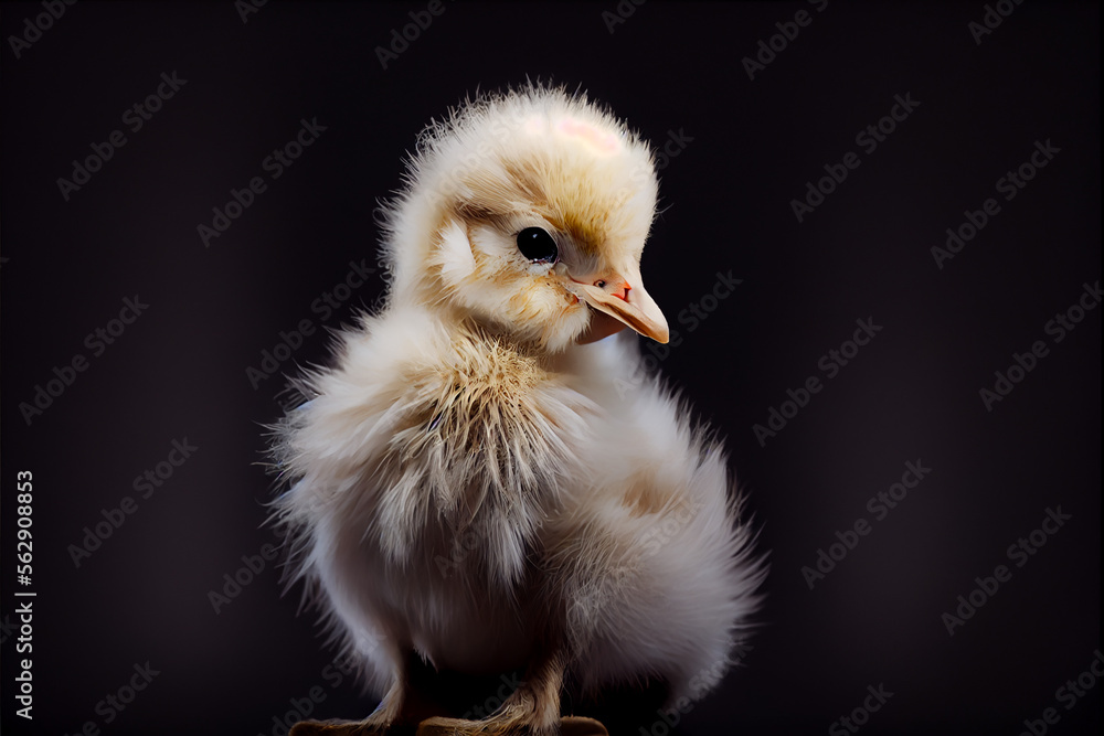 Portrait of a chick on a black background. generative ai Portrait of a chick on a black background. generative ai