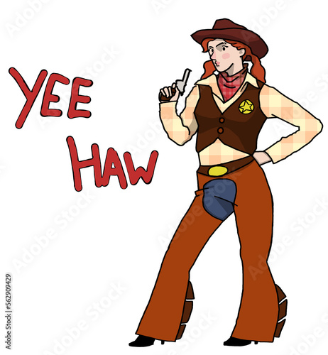 Yee haw cowgirls hold a gun