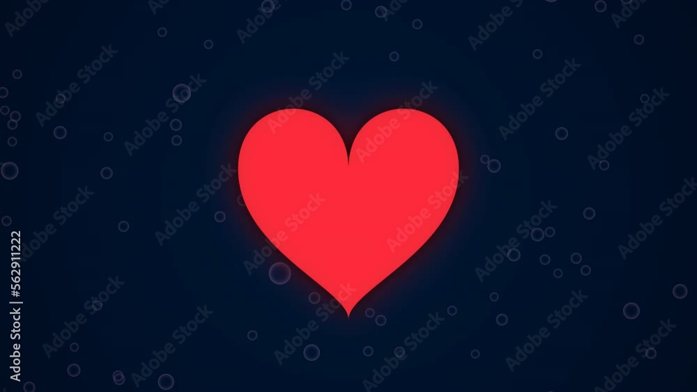 Glowing red colored beating heart, Heart Beat with some white bubbles in dark blue colored background 4K. Concept of Valentine's Day, Mother's Day, Women's Day, etc. Love Romantic abstract animation. Glowing red colored beating heart, Heart Beat with some white bubbles in dark blue colored background 4K. Concept of Valentine's Day, Mother's Day, Women's Day, etc. Love Romantic abstract animation.