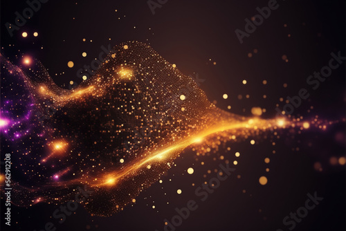 Abstract glowing particles. Futuristic technology style. Elegant background for business presentations, generative ai photo