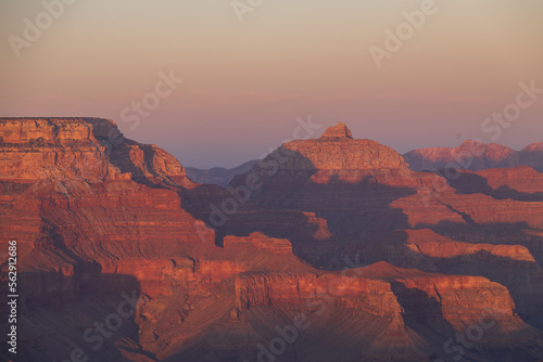 Sunset view into the Grand Canyon National Park from South Rim, Arizona  © Martina