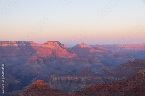 Sunset view into the Grand Canyon National Park from South Rim, Arizona 