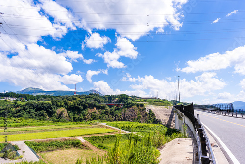 観光名所「新阿蘇大橋歩道から観える風景」 Tourist attraction "Scenery seen from Shin-Aso Ohashi sidewalk" 日本 Japan 九州・熊本県南阿蘇村(2022年) Kyushu, Minamiaso Village, Kumamoto Prefecture (2022)