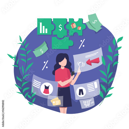 Modern Online Shop Flat Illustrations 