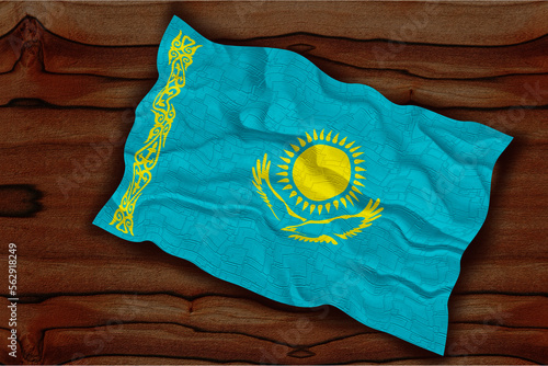 National flag of Kazakhstan. Background with flag of Kazakhstan