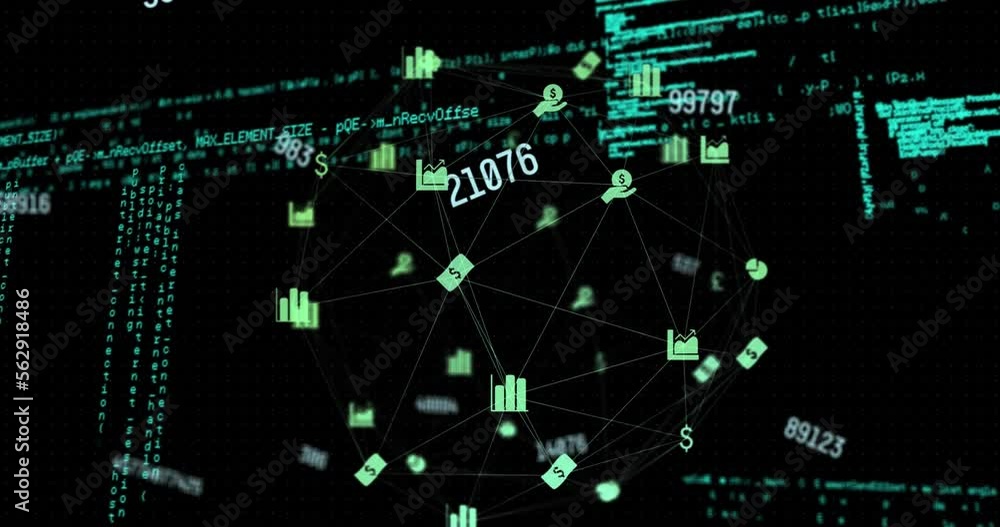 Animation of data processing over network of connections Animation of data processing over network of connections