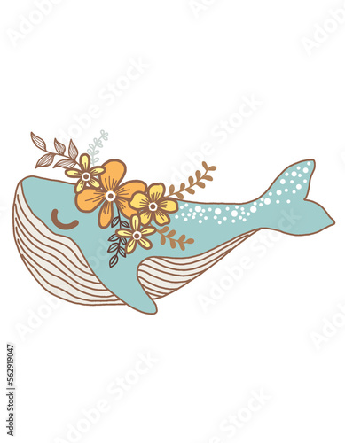 Whale cartoon character 