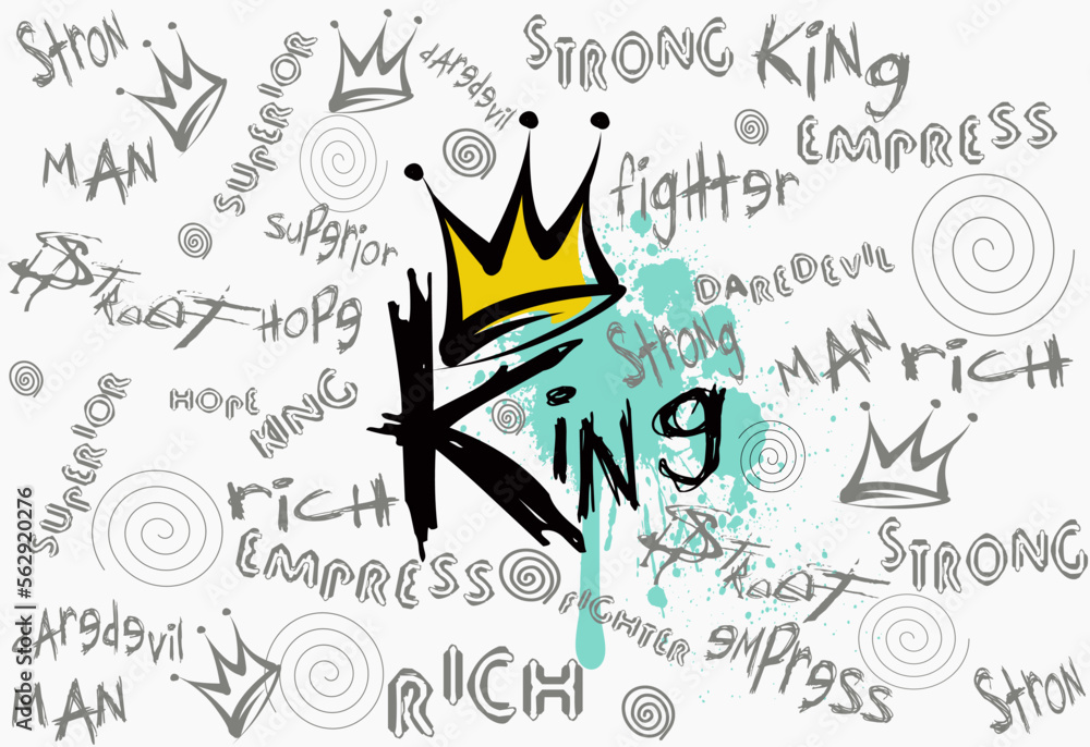 Fototapeta premium Abstract street graffiti lettering elements with grunge fonts vector. Urban savage spray paint art vector