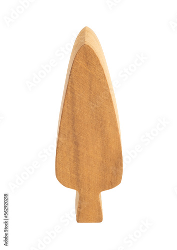 Wooden Pine tree toy on transparent background.sustainable object for eco concept