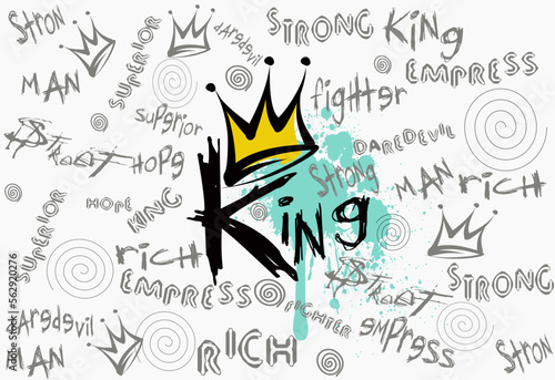 Abstract street graffiti lettering elements with grunge fonts vector. Urban savage spray paint art vector
