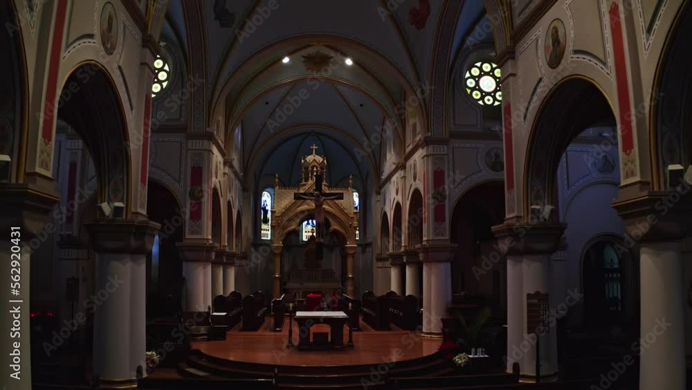 Pull Back Shot Of Beautiful Church Interior, Assumption Abbey, USA Pull Back Shot Of Beautiful Church Interior, Assumption Abbey, USA