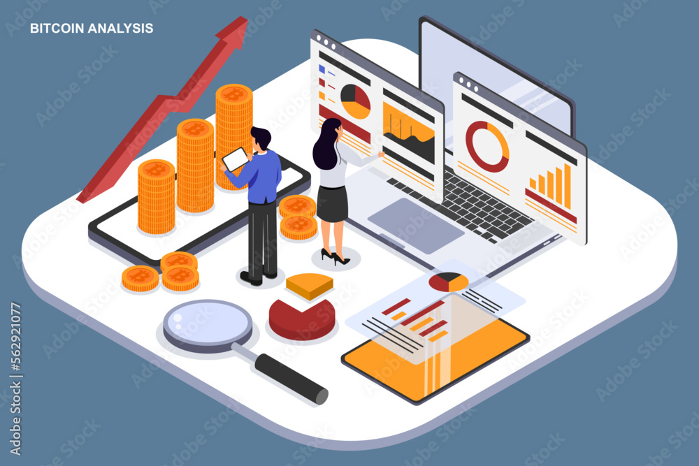 Crypto Analysis Isometric Illustration Crypto Analysis Isometric Illustration