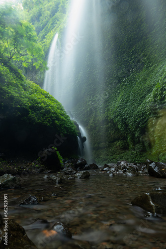 Obraz na płótnie Stunning view of the Madikaripura waterfalls. Madakaripura Waterfall is one of the most spectacular waterfalls in East Java, Indonesia. w salonie