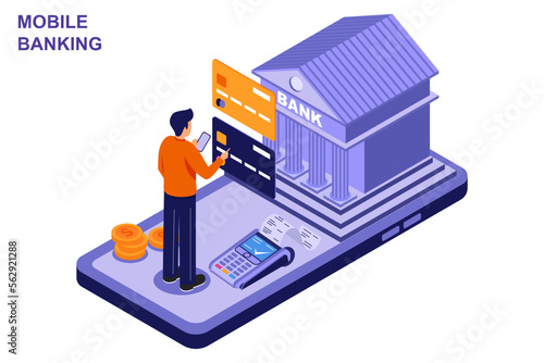 Mobile Banking Isometric Illustration