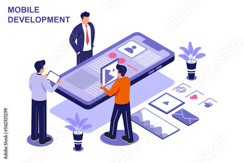 Mobile Develoment Isometric Illustration