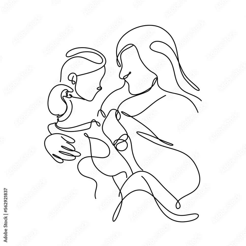 Women Day Line Art Minimal, the concept of a mother's love for her child, suitable for pillows, wall art, t-shirts, etc Women Day Line Art Minimal, the concept of a mother's love for her child, suitable for pillows, wall art, t-shirts, etc