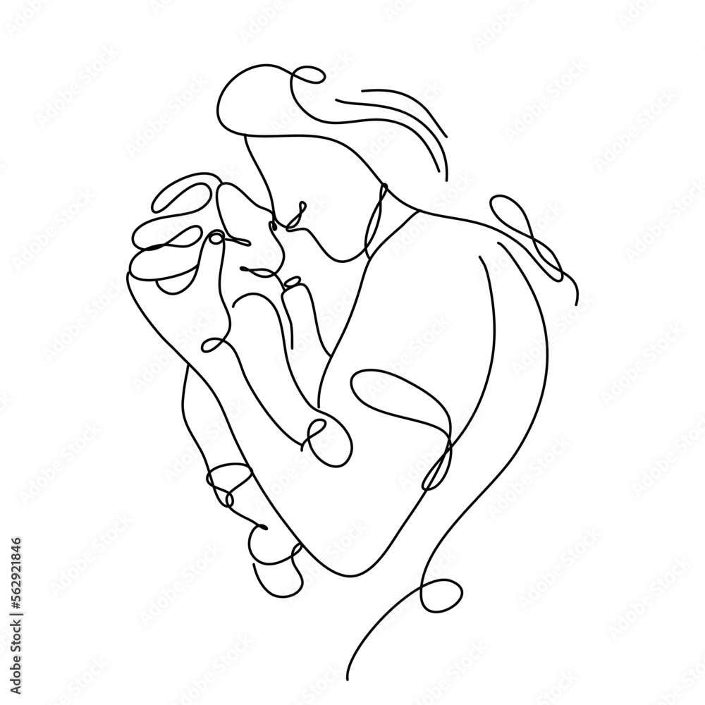 Women Day Line Art Minimal, the concept of a mother's love for her child, suitable for pillows, wall art, t-shirts, etc