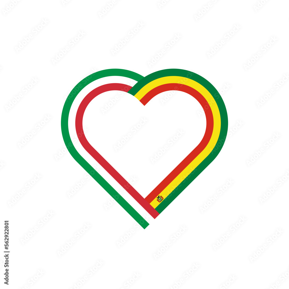 unity concept. heart ribbon icon of italy and bolivia flags. vector illustration isolated on white background unity concept. heart ribbon icon of italy and bolivia flags. vector illustration isolated on white background