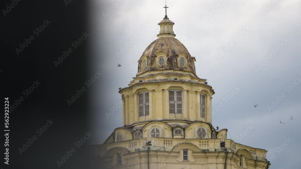 Close up slow motion shot of Basilica di superga in Turin Italy Close up slow motion shot of Basilica di superga in Turin Italy