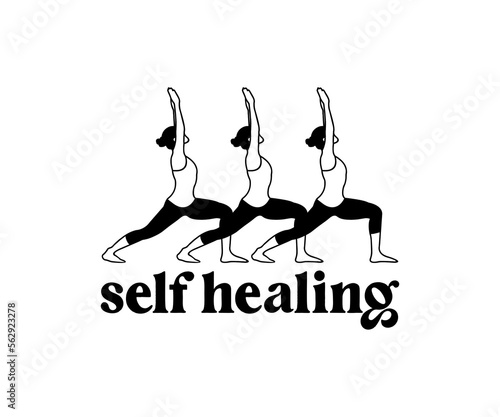 Vintage illustration of Healing meditation yoga t shirt design, vector graphic, typographic poster or tshirts street wear and Urban style