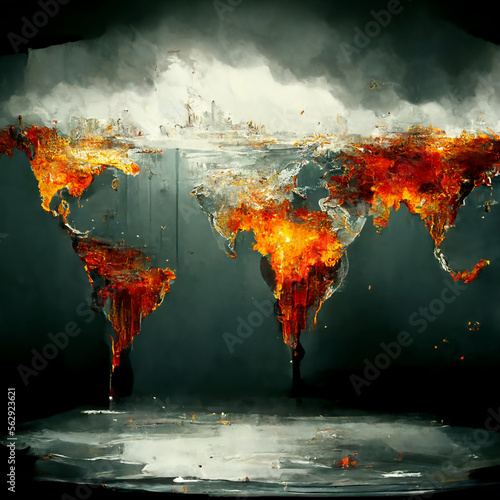 AI generated image. Global economic crisis and recession concept.