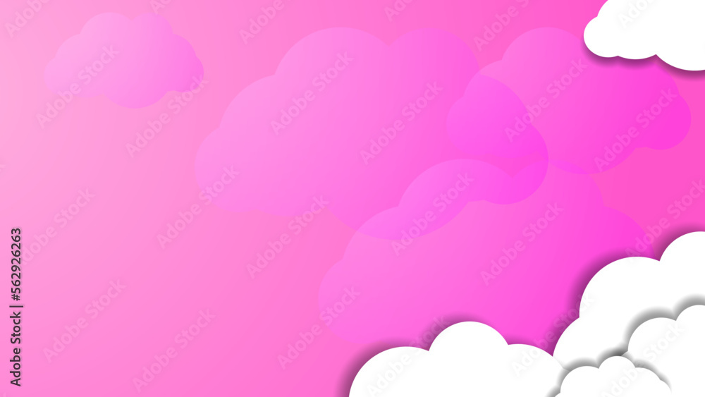 pink background with white clouds decoration