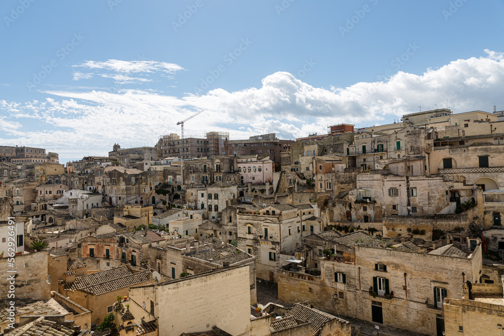 VIew to houses in the old city of  Matera